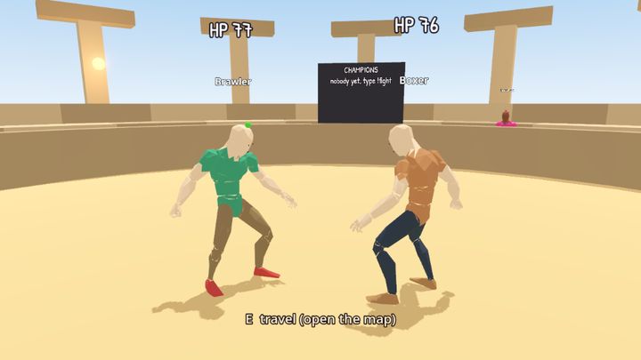 Two avatars fighting in the arena